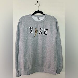 Gildan Nike Gray Crewneck Sweater with Gold Accent